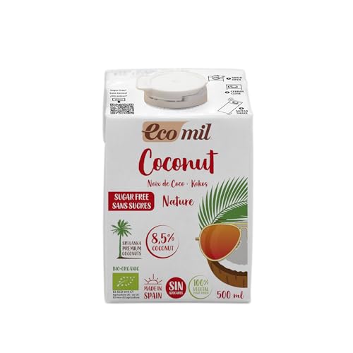 Ecomil Leche de coco Bio 500ml.Sin lactosa, sin gluten, sin