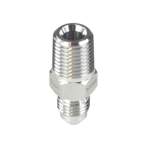 Image of HFS(R) 1 /4 inch NPT Male to 1 /4 inch JIC Male Adapter Flared Tube Fitting Pipe Connector Stainless Steel 304