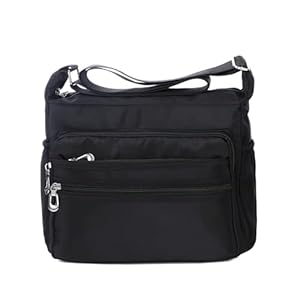 NOTAG Crossbody Bags for Women, Lightweight Multi Pockets Crossbody Handbag Casual Waterproof Shoulder Bag, 2 Size (S, Black)