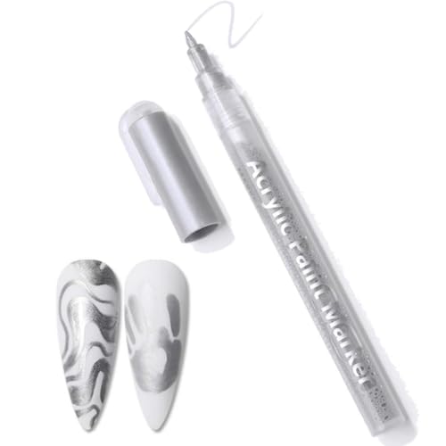 1 x silberfarbene Nagelkunst-Stifte, Nagellack-Stifte, Na-Il Polish Pe-Ns, French Manicure Pe-N, glatt und flüssig, hoher Farbwiedergabeindex, wasserdicht, einfach und praktisch, geeignet für