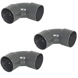 PVC Waste Pipe 92.5° Swept Bend Fittings, 50mm, Grey, Pack of 3