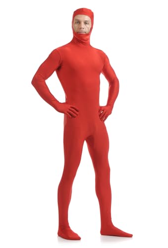 Image of ATHX Men's and Women's Spandex Open Face Bodysuit Costume Adult Stretchy Halloween Cosplay Body Suit Zentai Suit Outfits