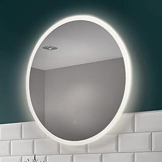 Pebble Grey Clarity Round Illuminated LED Bathroom Mirror with Heated Demister Mirror Pad and Touch Sensor Switch | 800 x 800 | IP44 Rated | 10 Year Guarantee