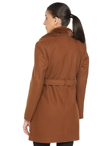 Image of Qube By Fort Collins Women's Semi-Long Tweed Coat with Knitted Finish - Elegant Winter Outerwear for Casual and Formal Looks