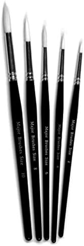 Lexcion Select Pack Of 5 Quality Synthetic Sable Paint Brushes - Sizes 2, 4, 6, 8 and 10