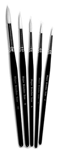 Lexcion Select Pack Of 5 Quality Synthetic Sable Paint Brushes - Sizes 2, 4, 6, 8 and 10