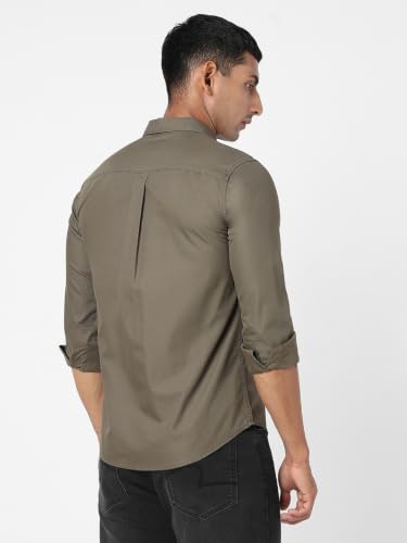 Image of Spykar Men's Regular Fit Full Sleeve Cotton Solid Casual Shirts