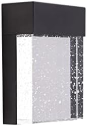 EGLO Venecia 7" Outdoor Wall Sconce Light Modern LED Dimmable Waterproof Indoor/Outdoor Wall Lighting with Seedy Glass, Black