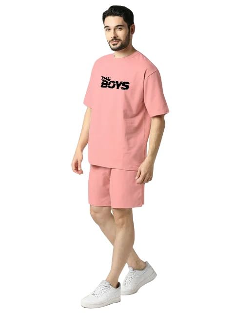 Image of Vogaan Men's T-Shirt and Shorts Set | Pyjama Set for Men | Co-ord Set | Cotton Printed Top & Shorts Night Suits Set