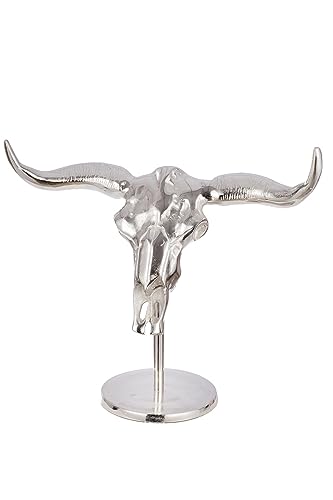 Casablanca große Deko Skulptur Figur Wanddekoration XXL - aus Aluminium - zum Stellen Hängen - Silberne Dekoration Wohnzimmer - Breite 66 cm