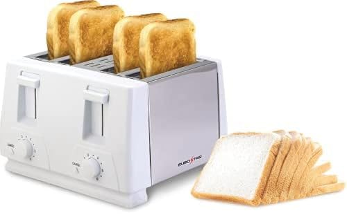 EUROSTAR ET742W 4-Slice Stainless Steel Toaster, White