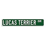 Plaque murale Lucas Terrier, Lucas Terrier, animaux de compagnie Lucas Terrier, plaque en métal pour décoration murale intérieur/extérieur