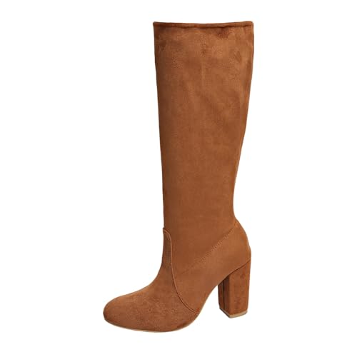 Bottes décontractées pour femme à talon épais et semelle tendance pour l'hiver