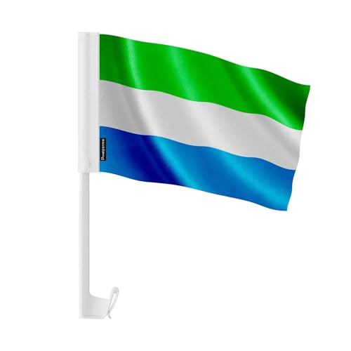 Drapeau Voiture Sierra Leone résistant de 30x45 cm en polyester de qualité supérieure