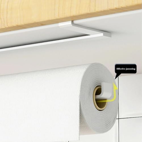 Porta toallas de papel blanco para debajo del armario y pared de cocina 4