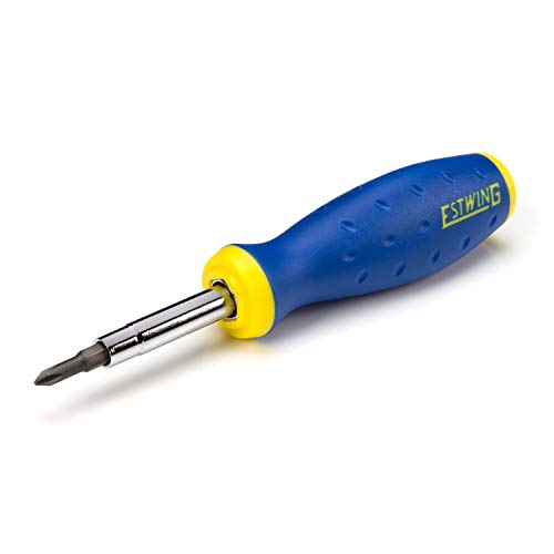 Estwing 6-in-1 Multipurpose Phillips, Slotted, and Hex Screwdriver, Steel Shaft, Comfortable Grip, PH1, PH2, 3/16-inch and 1/4-inch Slotted, 1/4-inch and 5/16-inch Hex