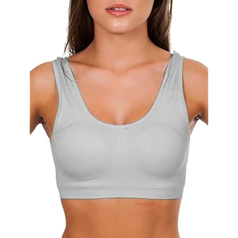 Love My Fashions® Womens Seamless Bralette Wireless Non-Padded Super Comfort Easy Shape Sleep Bra, Plain Sports Workout Style Active Soft Yoga Bra Crop Top Vest Grey Cover