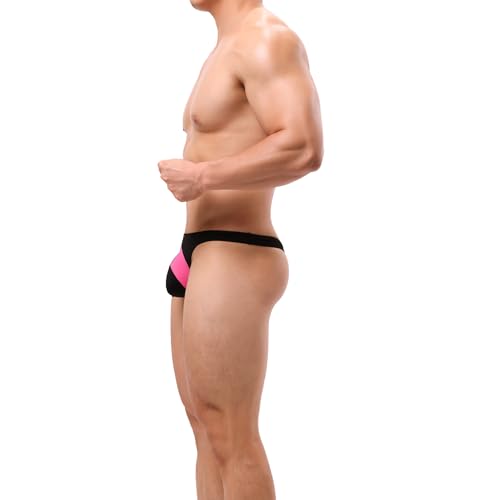 MuscleMate Men's Thong G-String Underwear, Men's Black Pink Thong G-String T-Back Underwear, Stretch and All-Day Comfort.3