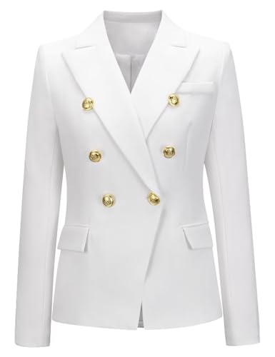 Women's Casual Blazer Solid Double Breasted Blazer Suit for Women