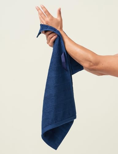 Image of DAMENSCH 100% Cotton Hand Towel, Super Soft Gym Towel for Men Workout, Ultra Absorbent Kitchen Towels Cotton, Quick Dry, Long Lasting Colours Hand Towel Set-Nightfall Blue