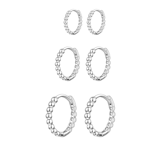 Epoch World 3 Paires Boucles d'Oreilles Créoles en Argent 925 Petites Creoles Femme Boucles D'oreilles Argent Hypoallergéniques Cartilage Anneaux Créoles...