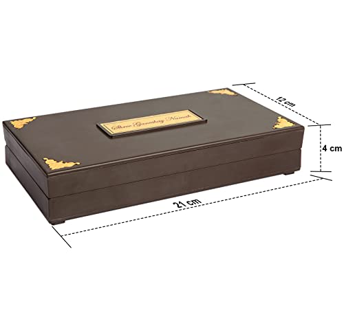 ARNAVIRA Gold Photo Frame With Charan Paduka Pocket Temple For Diwali Gift, House Warming Gifts Return Gift Puja Box (Dagudusheth, Brown, Large)