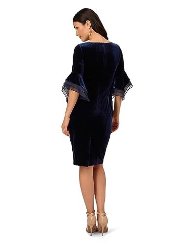 Image of Adrianna Papell Velvet Bell Sleeve Short Dress