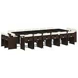 Makastle 17-Piece Patio Dining Set with Cushions, Brown, 129.9" x 41.7" x 28.7", Rectangular, Assembly Required