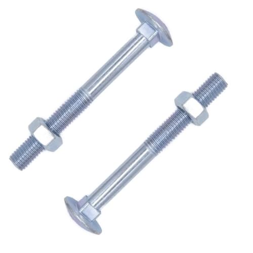 Merriway BH05113 (25 Pcs) Carriage Bolts with Nuts, M6 x 65mm (1/4 inch x 2.5/8 inch) Zinc Plated - Pack of 25 Pieces