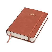 Wykeham's Executive 2024 Day Per Page Diary Journal – Personalisation Available (Brown, A5)