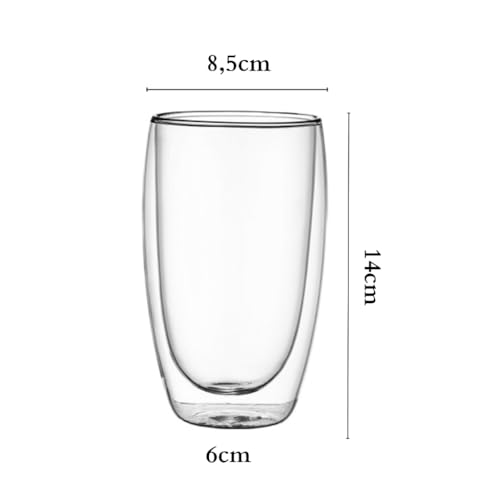 Copo Parede Dupla Vidro Duplo Borossilicato Transparente 450ml Grande Suco Refrigerante Chopp Cervej
