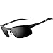 DUCO Premium Retro Square frame Polarized Sunglasses 100% UV protection 3379 (Black Frame Grey Lens, 60)