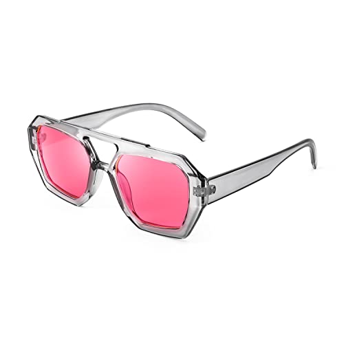 FEISEDY Vintage Square 70s Flat Pilot Sunglasses Women Men Fashion Sunnies B41082