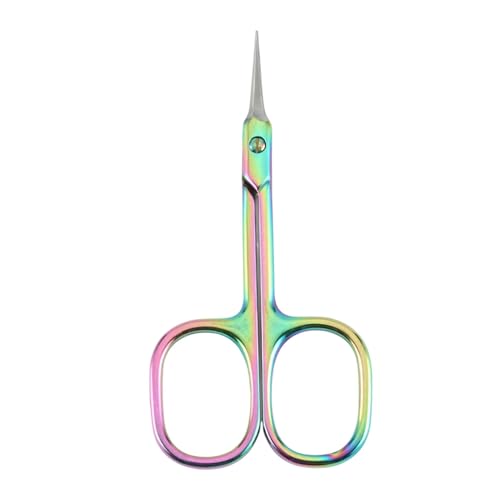 Professionelle Nagelhautschere mit Gebogener Spitze, Mehrfarbig Hautschere Extra Fein und Extra Scharf aus Edelstahl, zum Präzisen Kürzen Entfernen von Nagelhaut, Augenbrauen und Wimpern