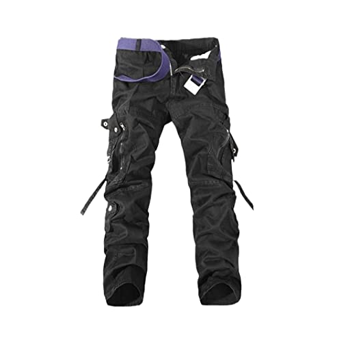 Pantalon tactique militaire homme avec plusieurs poches coton délavé noir Haitpant