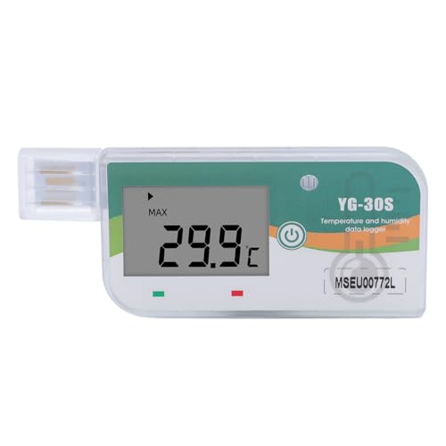 Zerodis 180 Days USB Temperature Humidity Data Logger, Single Use PDF Report Recorder Device IP67 Water Cold Chain Monitor High Capacity Storage Unit for Home