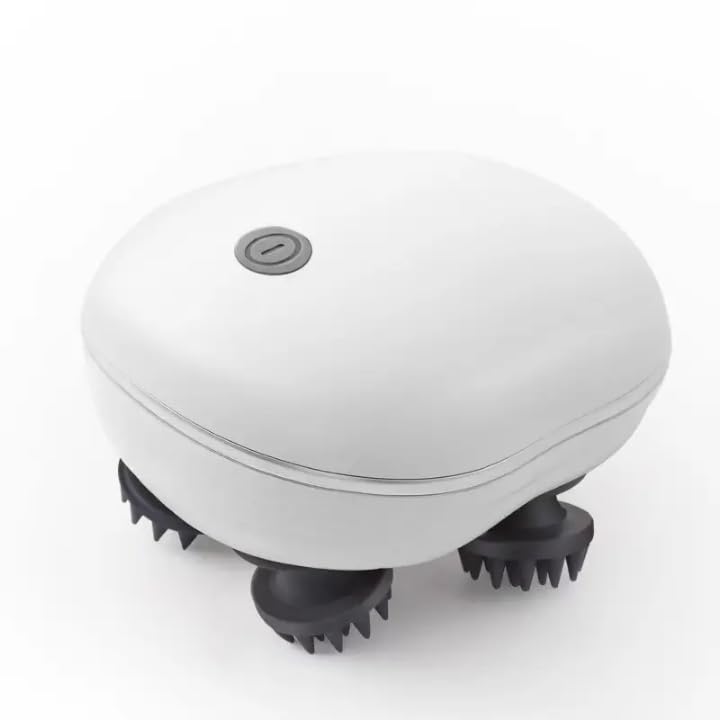 Image of Electric Scalp Head Massager with Rotating Nodes, Handheld Hair Growth Massager, White
