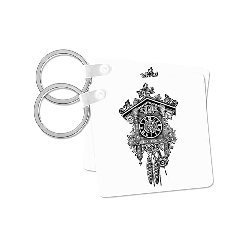 3dRose, Vintage Cuckoo Clock Artwork, set of 4 Key Chains