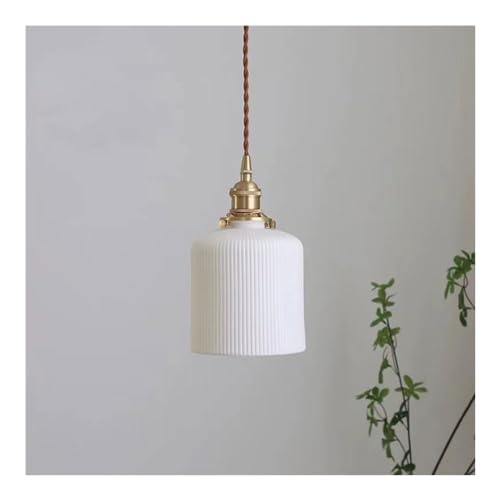 Suspension céramique blanche cylindrique striée pour l'éclairage de votre îlot de cuisine