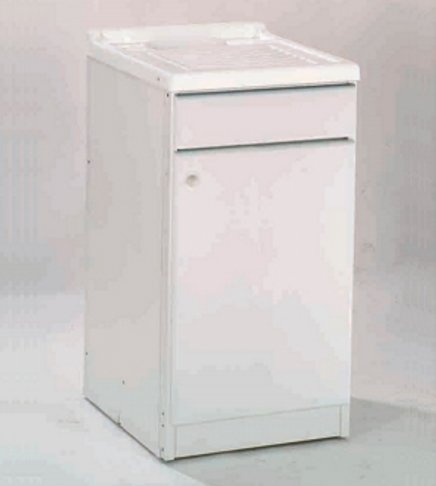 Meuble Lavoir, mesure cm.50 x 50, 1 porte, baignoire et axe avec lavabo en résine couleur blanc, pour intérieur ou extérieur