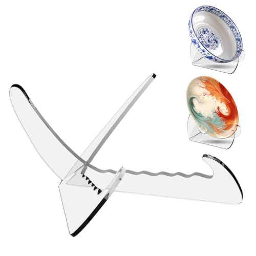 Boloyo X Shape Acrylic Bowl Display Stand 6.5 Inch 1PC Clear Acrylic Bowl Plate Platter Dish China Porcelain Display Holder Easel Base for Home Kitchen School Art Display