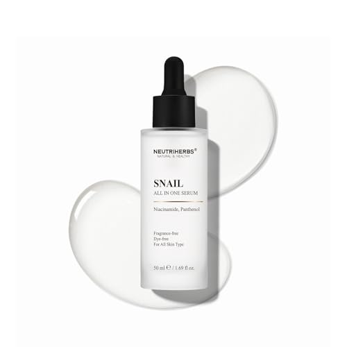 Neutriherbs Snail Mucin, Snail Serum Anti Wrinkle Essence, 50ML-Niacinamide Serum for Face Dark spots, All-in-one Anti Aging Snail Mucin for Women Men, Calming-Soothe-Repair Facial Serum -Panthenol