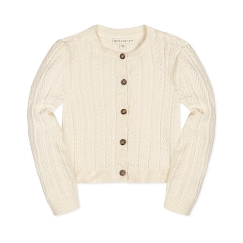 Image of Hope & Henry Girls' Long Sleeve Fancy Cardigan Sweater with Stripe Trim