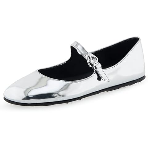 Aerosoles Women's Perry Mary Jane Flat, Silver Mirror Metallic PU, 8.5 Cover
