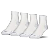 MediPeds Men's NanoGLIDE Quarter Socks, 4-Pack, White/Grey, Shoe Size: 12-15