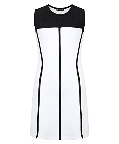 LOTMART Filles Passepoil et Diamant Détails Robe Texturé Décontracté Chic Haut Fête - Blanc, 13-14 Ans Cover