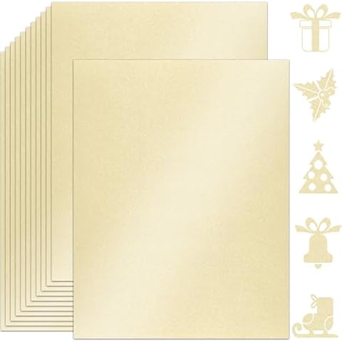 Twavang 25 Sheets Off White Shimmer Cardstock Paper 8.5'' x 11'', 250gsm/92lb Double Sided Metallic Paper for Scrapbook, Invitations, Printing and DIY Cards Cover