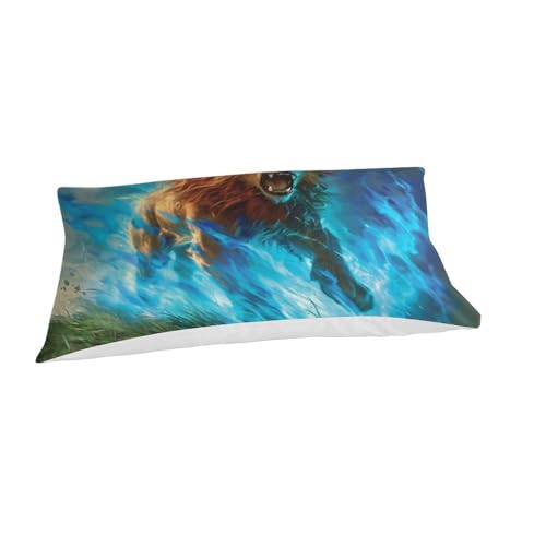 Parure de couette lion en microfibre super douce avec impression 3D haute définition