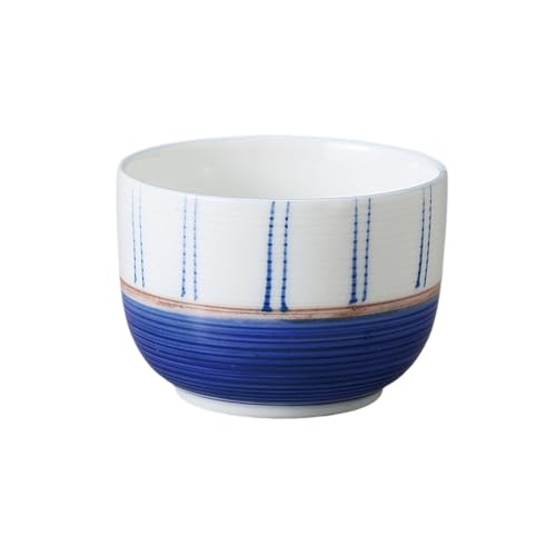 エールネット(Ale-net) 湯呑 煎茶碗 千茶碗 7.3×5.3cm 130cc 腰ルリ二本十草玉湯呑 食洗機対応 電子レンジ対応 美濃焼 日本製