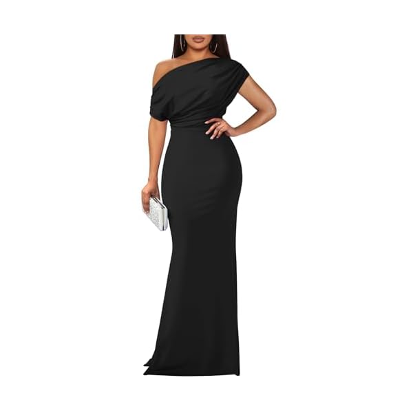 YMDUCH Women’s Elegant Sleeveless Off Shoulder Bodycon Long Formal Party Evening Dress
